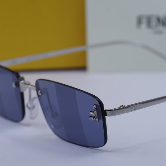 Fendi FE4172US 16X Rectangle Sunglasses - Shiny Palladium/Blue main image 8